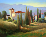 CAROL JESSEN - BLUE SHADOWS IN TUSCANY - OIL ON CANVAS - 20 X 16