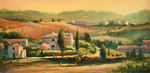 CAROL JESSEN - MORNING HAZE IN TUSCANY - OIL ON BOARD - 30 X 15