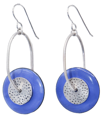 JOANNA CRAFT - PERIWINKLE ROUND EARRINGS - ENAMEL & SILVER