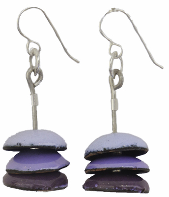 JOANNA CRAFT - SKY, PERIWINKLE, &  PURPLE EARRING - STERLING & ENAMEL