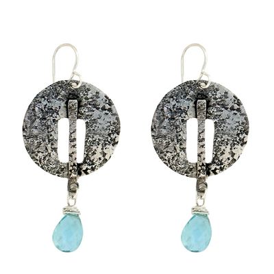 JOANNA CRAFT - STERLING SILVER CIRCLE & QUARTZ EARRINGS - STERLING SILVER