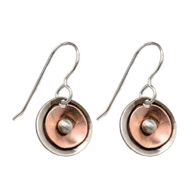 JOANNA CRAFT - ROUND STERLING SILVER & BRONZE EARRINGS - MIXED METAL