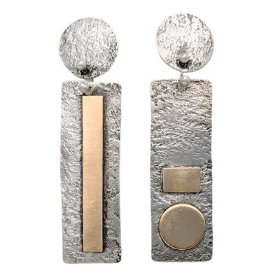 JOANNA CRAFT - FUSED SILVER AND GOLD EARRINGS - MIXED METALS