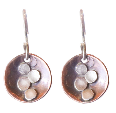 JOANNA CRAFT - COPPER DISK EARRING W/ SILVER ACCENT - STERLING SILVER