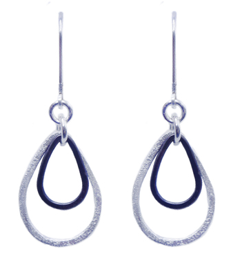 JESSICA AND IAN GIBSON - TEXTURED OXIDIZED STERLING TEARDROP EARRINGS - SILVER