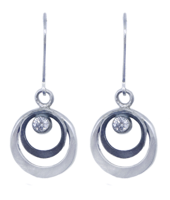 JESSICA AND IAN GIBSON - STERLING CIRCLE AND CZ EARRING - SILVER & CZ