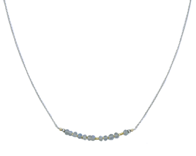 JESSICA AND IAN GIBSON - LABRADORITE 14K VERMEIL BEADS ON STERLING CHAIN NECKLACE - SILVER GOLD & GEMSTONES
