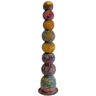 JON OAKES - LIGHTED NEUTRAL GLASS SCULPTURE - GLASS - 6 X 26.5 X 6