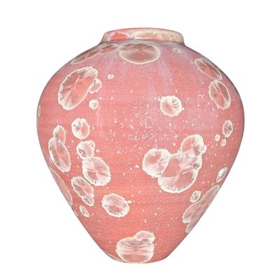 JERRY SAWITZ - PINK CRYSTILLINE GLAZE VASE - PORCELAIN - 7 X 9 X 7