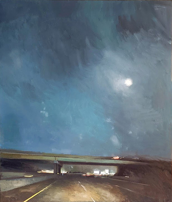 GEOFFREY KRUEGER - NIGHT PASS - OIL ON PANEL - 34 X 40