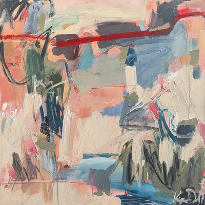 KYM DE LOS REYES - SCARLETT CORD - MIXED MEDIA ON CANVAS - 24 X 24