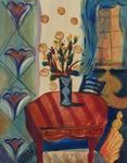 JOYCE LIEBERMAN - FIESTA: BLOOMING ROOM - ACRYLIC ON PAPER - 15 X 18