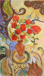 JOYCE LIEBERMAN - PATIO ROSES - ACRYLIC ON CANVAS - 24 X 48