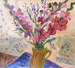 JOYCE LIEBERMAN - GLADIOLAS - ACRYLIC ON PAPER - 24 X 22