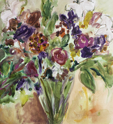 JOYCE LIEBERMAN - AUGUST FLOWERS #7 - ACRYLIC  ON PAPER - 22 X 24