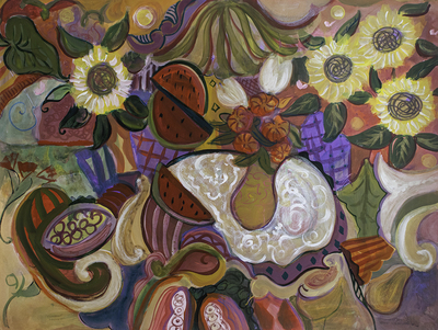 JOYCE LIEBERMAN - FRAGRANT HARVEST - ACRYLIC ON PAPER - 40 X 30