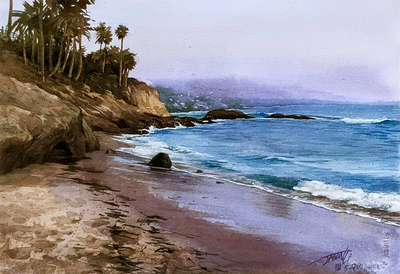 JASON LI - SUNSET LAGUNA II - WATERCOLOR - 15.25 X 10.5