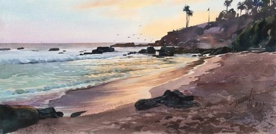 JASON LI - HEISLER PARK SUNSET - WATERCOLOR - 7.5 X 15