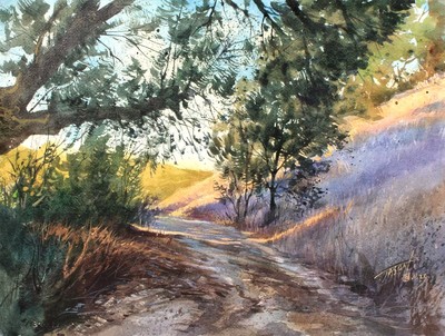 JASON LI - UPHILLS - WATERCOLOR - 12 X 16