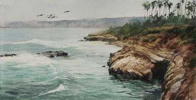 JASON LI - MORNING BAY - WATERCOLOR - 8 X 15 1/2