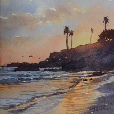 JASON LI - LAGUNA WATERCOLOR VI - WATERCOLOR - 4 X 4