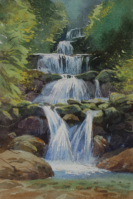 JASON LI - WATERFALL I - WATERCOLOR - 4 x 6
