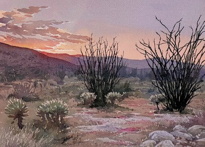 JASON LI - CANYON SUNSET - WATERCOLOR - 12 X 9