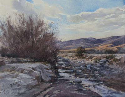 JASON LI - CROSSING PATH - WATERCOLOR - 16 x 12