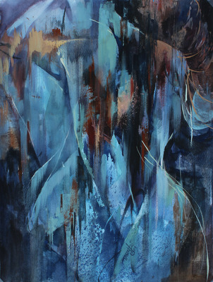 JASON LI - RHAPSODY IN BLUE - WATERCOLOR - 18 X 24