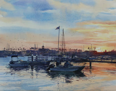 JASON LI - GOLDEN COAST - WATERCOLOR - 14 X 11