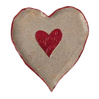 KAREN LIBA - HEART SHAPED HEART TRAY - CERAMIC - 5 X 4 1/2