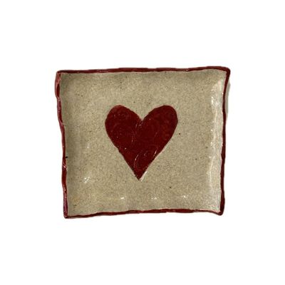 KAREN LIBA - HEART WITH SWIRL TEXTURE TRAY - CERAMIC - 3 X 3.5