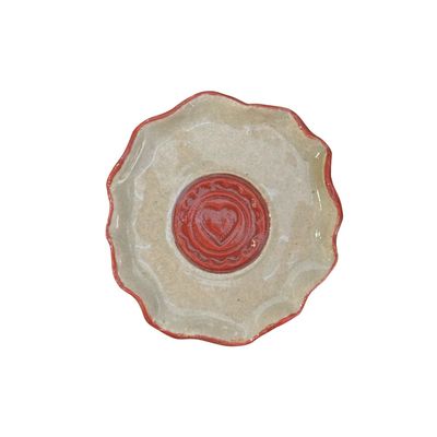 KAREN LIBA - RUFFLED STAMP HEART TRAY - CERAMIC