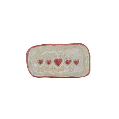 KAREN LIBA - ROUNDED FIVE HEART TRAY - CERAMIC