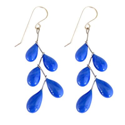 NOHLINE L'ECUYER - PERIWINKLE LAMPWORK GLASS DROP EARRINGS - GLASS