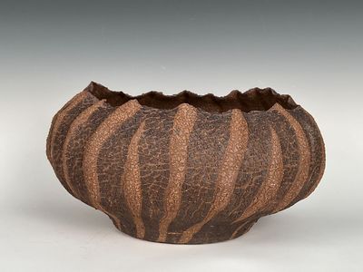 JON LUNDSTROM - ZEBRA GOURD - CERAMIC - 18 X 5 X 18