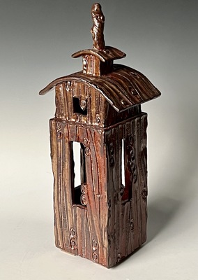 JON LUNDSTROM - REDWOOD LANTERN HOUSE - CERAMIC - 3.75 x 13.5 x 5.25