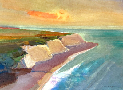 JOHN MAXON - CLIFFS - OIL ON PAPER - 28 X 20