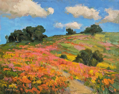 DANNY MILLER - DIAMOND BAR HILLS - OIL ON BOARD - 20 X 16