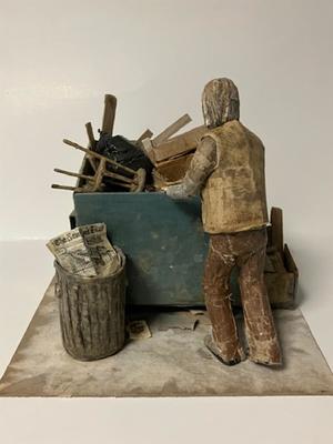 JAMES MINIDIS - MAKING ENDS MEET - MIXED MEDIA - 6 x 6 x 6