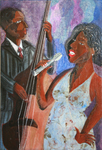 JOHN MITCHELL - LADY SINGS THE BLUES - COLLAGE ON CANVAS - 16.25 X 24
