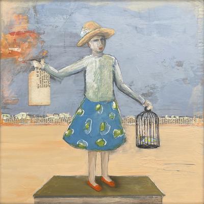 JONDE NORTHCUTT - TRAVELING IN TANDEM - MIXED MEDIA ACRYLIC - 12 x 12