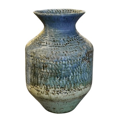 JOEY ONTIVEROS - XL BLUE & GREEN VASE - CERAMIC - 14 X 21 X 14