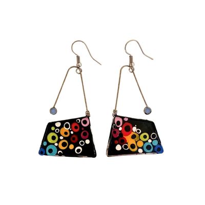 CECILIA RINCON - PURSE EARRINGS BLACK MULTI - ENAMEL