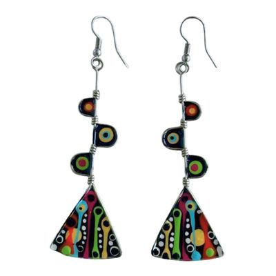 CECILIA RINCON - LARGE MARTINI EARRINGS BLK - ENAMEL