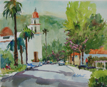 PETE ROBERTS - DOWNTOWN SAN JUAN CAPISTRANO - WATERCOLOR - 12.5 X 9