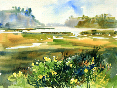 PETE ROBERTS - BAY MIST - WATERCOLOR - 14 x 10.5