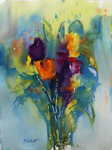 PETE ROBERTS - SPRING FLOWERS - WATERCOLOR - 11 X 15