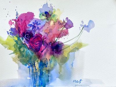 PETE ROBERTS - SUPER BLOOM - WATERCOLOR - 15 X 11