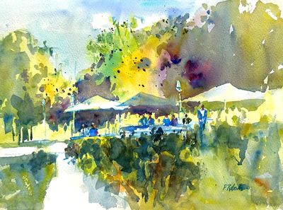 PETE ROBERTS - FESTIVITIES - WATERCOLOR - 15 X 11